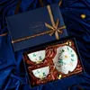 Vintage European Bone China Coffee Cup Set Ceramic Highgrado requintado Senior Sense Nicho Tea British Style Box 240508