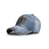 Ball Caps Denim Hat Baseball Cap Women Summer Summer Rhinestone Sports Trendy Speisure Sunshade Outdoor Korean Casual Cowboy Retro