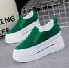 Casual Shoes High Thick Sole Women Genuine Leather Sued Slip On Platform Wedge Slipon Non Sneakers 34 40