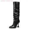 Boots Fashion Black Crocodile Print Chaussures pour femmes pointues