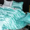 Ensemble de literie Mulberry Silk Litteur Ensemble avec couette de couvre-lit à lit de lit de lit de lit de luxe en satin de luxe Couleur Solie King Queen Twin taille J240507