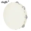 Instrumenten 8/10 inch Tambourine Orff Sheepskin Drum Wood Tambour Panderos Bell Jingles Percussion Musical Instruments Timbrel Christmas Gift