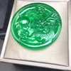 Decorative Figurines Admirable Green Jade Circular Pendant Amulet Dragon Talisman Chinese Zodiac For Years Person