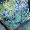 Van Gogh Oil Painting Irises Silk Pillowcase Fashion Sofa drijfkussenstoelstoel Auto Cushion Cover Home Decoratie Design Kussen 240508