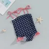 One-Pieces Little Girl 4th of July Swimsuit Star Print Striped Square Neck Tie-Up Spaghetti Strap Bathing Suit Infant Toddler Swimwear H240508