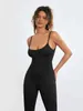 Combinaisons pour femmes Rompères Femmes décontractées sans coulé longue combinaison ajustée Solide noire sans arrière sans dos classiques décontractés Camisole Club BodySuit Streetwear D240507