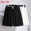 Summer Plus Taille Sports Short Large Loose Casual Lignet Black Blanc Viscose Biscose 3xl 4xl 5xl 6xl 7xl 240422