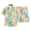 Пляжная одежда для мужчин 2 штука на сети гавайской рубашки и шорты наборы мужчин модной одежда печать повседневная наряда летняя пляжная одежда 240425