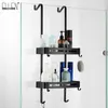 Black Hanging Bath Shelves Bathroom Shelf Organizer Nailfree Shampoo Holder Storage Rack Basket EL5018 240508