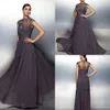 2020 Modest Elegant High Neck Sleeveless A Line Evening Lace Applique Crystal Formal Dresses Floor Length Party Gowns 0508