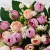Dekoratif çiçekler yapay gül buket vintage ipek güller için ev düğün bahçe dekor 1 demet sahte