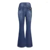 Jeans femminile femminile 2024 ad alta vita in vita multi-button street plus size mammetti pantaloni da donna pantaloni da donna