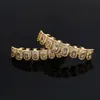 Hip hop ghiacciato a t il dente zircone quadrato 8/8 per uomo gioielli piercing per piercing oro oro cubico zirconia denti griglie del cappuccio set 240504