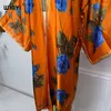 Summer Fashion Kimono Africa Boho Print Silk Feel Dress Maxi Cardigans Beach Wear Women 2024 Abaya Dubai Luxury