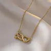 Anhänger Halsketten Mode einfache Titaniumstahl -Lock -Knochenketten -Schmuckzubehör springen Kristall Herz 520 Halskette Frauen Liebhaber Geschenk