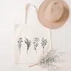 Einkaufstaschen Blume Skizze Druck Ästhetik Kawaii Ins reisende Frauen lässige Handtaschen Vintage Y2K Schulter Öko -Tasche