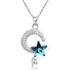 Starmoon Halsketten Kristall aus Swarovski -Elementen S925 Sterling Silber 925 Blingbling Shining Star Diamond Anhänger Halskette Frauen wir 287r