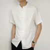 Camisas casuais masculinas estilo chinês de verão