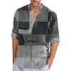 Мужские рубашки плюс плюс винтажная рубашка для мужчин Патч узор 3D Принт смешной Т -летний с коротким рукавом обширная кнопка одежды вниз