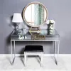 Table d'étude de bureau miroir glamour avec 2 tiroirs - Design contemporain chic