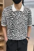 Męska Polos Summer Leopard Print Polo Shirt for Men krótkie rękawowe klapy swobodne koszulki towarzyskie kluby nocne TEE TEE TOE 2024