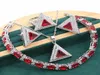 2021 Геометрические красные камни серебряные ювелирные украшения для женщин браслет серьги с серьгами -колье подвесной кольцо 7572231