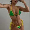 Women's Swimwear Sexy Green Halter Mini Micro Thong Bikini Female Swimsuit Women Two-pieces Set Bather Bathing Suit Swim 2024