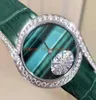 Nouveau diamant femme montre citron vert dames watch swiss quartz 18k platine 316l en acier cantonnet diamant sapphire en cuir vert str9363426