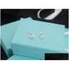 Estudio 3a Pendientes de arma de corazón abierta en la colección Sier IC para mujeres con caja de polvo Fendave 09-28 Drop entrega de joyas OTRQV