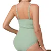 Hamile Bikini Giyim Hamile Kadınlar İçin Katı Yeşil İçi Boş Mysuits Gebelik Tek Parça Çat Bağlama Mayoları Premama Swimwears 240507