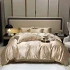 Luxo Real Silk Multicolor Bedding Conjunto de pele saudável Sensação de lençol de edreca de edredão Fronha queen rei linho 240508