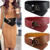 Wide Elastic Cinch Belt Women's Rocker Fashion Belts Gold Metal Rivet For Dress Coat Cummerbund 105cm Retro Style 172W