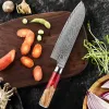 Damascus Santoku Knife 7 inch VG10 Steel Razor Sharp Kitchen Knife Japanese Chopping Knife Meat and Vegetable Cooking Knife