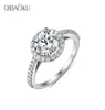 Anelli a grappolo Solid 14k White Gold Petite Halo Moissanite Ring per le donne gioielli di lusso con Center Round1448958