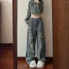 Jeans femininos com buracos calças de perna larga;Roupas femininas Roupas de primavera Ladies 2024 Coréia do Sul 2000s Streetwear 90s Grunge