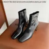 列byfar boots women's Time Side Zipper French Fack Heel by Row Far Martin Boots and Ankle Boots Short Boots rpof