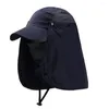 Berets Summer Fashion Jungle Big Brim Fishing UV Protection Drawstring Sport Fisherman Hat Sun Protcet Cap Face Neck Cover Visor