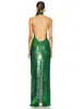 Lässige Kleider VC Luxury Party für Frauen sexy Rückenless Green Pailletten funkeln weibliche Kleidung ärmellose langes Kleid