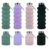 Outdoor travel sports cup foldable silicone water bottle portable and extendable beverage cup with buckle for direct transportation 240506