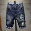 Fashion kleding 2024 Trendy merk True religieuze spijkerbroek shorts mannen mannen verontruste gaten trendy Instagram high street explosieve straatstijl heren jeans ontwerpen