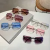 Óculos de sol Y2K Luxury Brand Designer Rimless Square Glassses Women for Feminino Tren Sun Glasses Diamond Butterfly Pink Punk Shades UV400 J240508