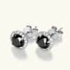 Stud Anziw Retro 0.8CT Black Mosonite Earrings Silver 925 Jewelry Mens Halo Perforated Trend Products Q240507