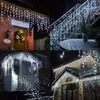 Solar Street Garland huis kerstlampen tuindecoraties ornamenten outdoor led frestoon ijs gordijnlichten hangen 0.8m 240423