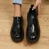 Chaussures décontractées printemps automne coréen brillant cuir femme robe formelle épaisse moûne au fond noir travail commercial britannique