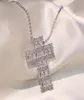 2018 Nouvelle arrivée Top Vente de luxe Bijoux 925 STERLING Silver Six Princess Cut 5A Cuubic Zirconia Cross Pendante Chain Chain Collier F2516501