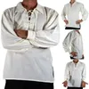 Camicie casual maschile per camicie rinascimentali per uomini adulti con dettaglio a pizzo lungo a maniche lunghe con il colore a sfioro