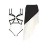 2024 Black White Retro Retro One Piece Swimsuit Femmes Bow à nœuds papillon des maillots de bain à jupe sexy de bain sexy