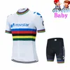 Movistar Kids Cycling Jersey Set Shorts Kindermassa Bike Clothing Ademend Quick Dry Boys Summer Bicycle Wear Maillot Ciclismo 240508
