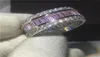 Amantes hechos a mano Ring Full Princess Cut 5a Pink Zircon Stone White Gold Engagement Band Band Band Band para mujeres Bijoux1555396