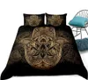 Hamsa Handbettwäsche Set Boho Mandala Duvet Cover Schwarz Gold Böhmen Bett Fatima Bett Leinen Lucky Quilt 240424